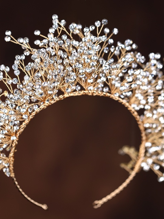 Gold Crystal Bridal Crown / Tiara main image 5